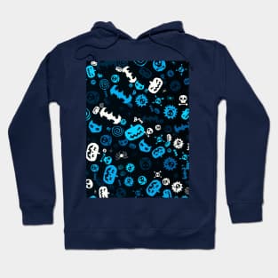 Halloween Pattern Art Design Blue and White Hoodie